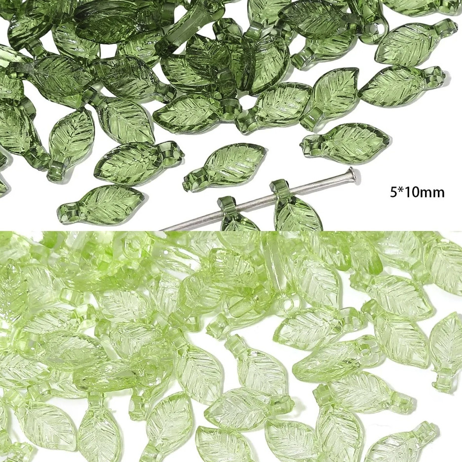 100pcs Acrylic Mini Tree Leaf Beads DIY Jewelry Making Necklace Earrings – NEW