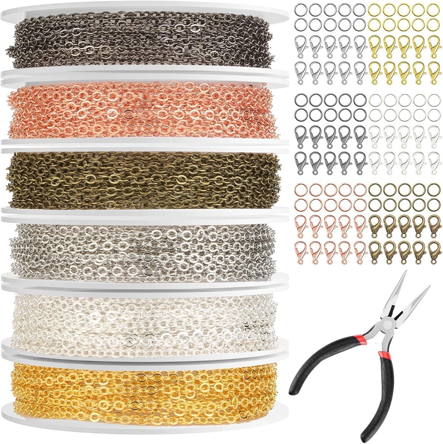 Chains for Jewelry Making, 60ft Jewelry Making Chains for Necklace with Pliers,