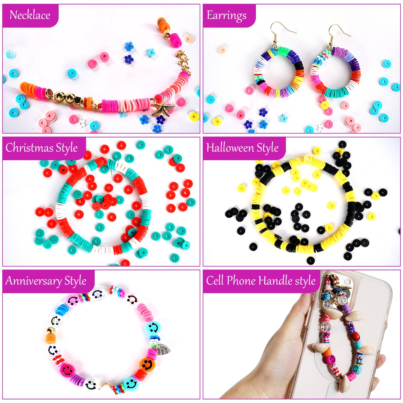 12250 Clay Beads for Jewelry Making Bracelet Kit Set Flat Round Polymer,KIDS DIY