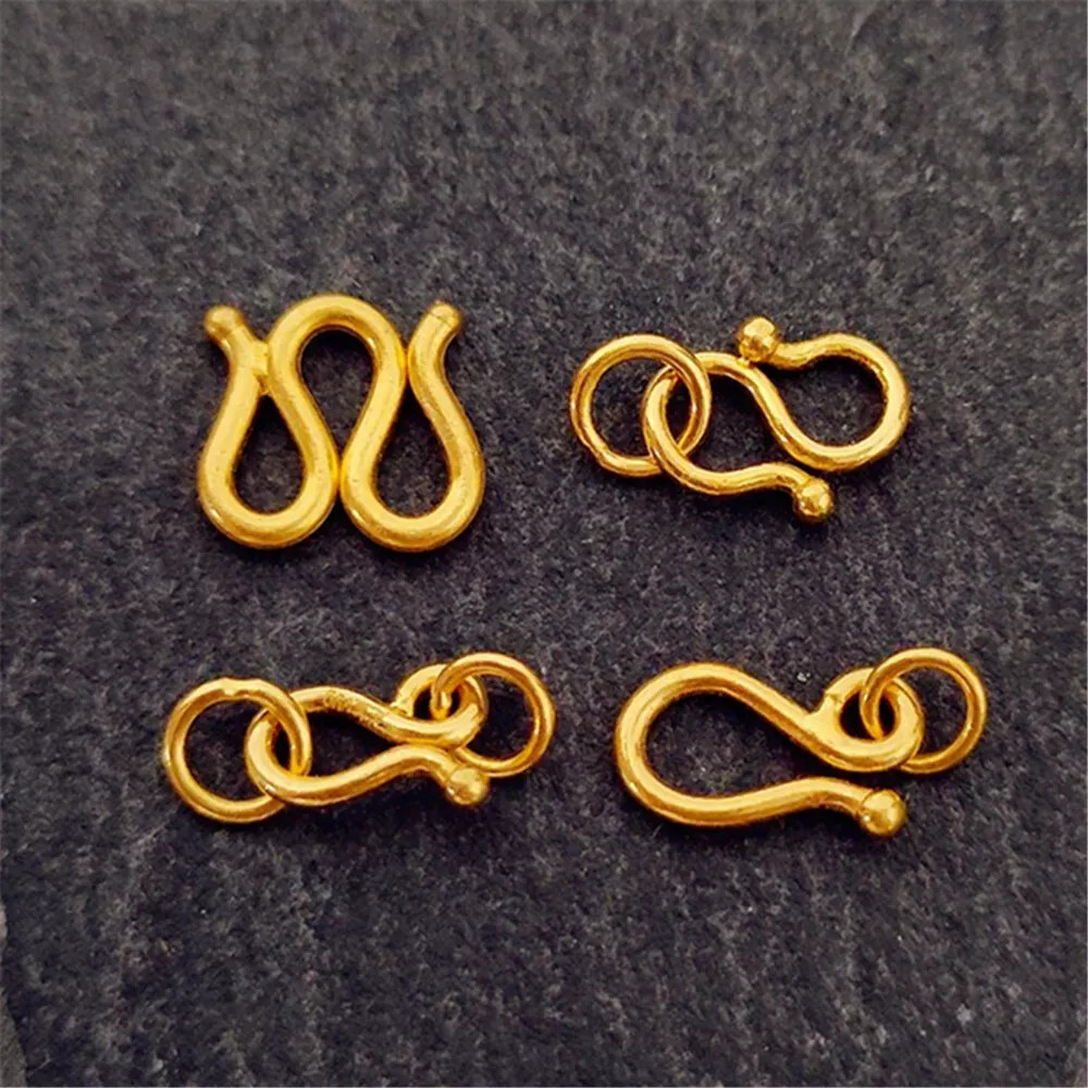 1pcs Pure 999 24K Yellow Gold M W S Clasp Extend Connector Diy For Chain