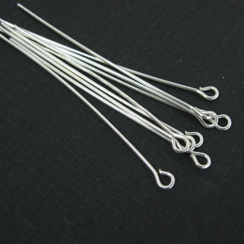 Sterling Silver Open Eye Head Pins – 22Ga – 1 inch (50pcs)