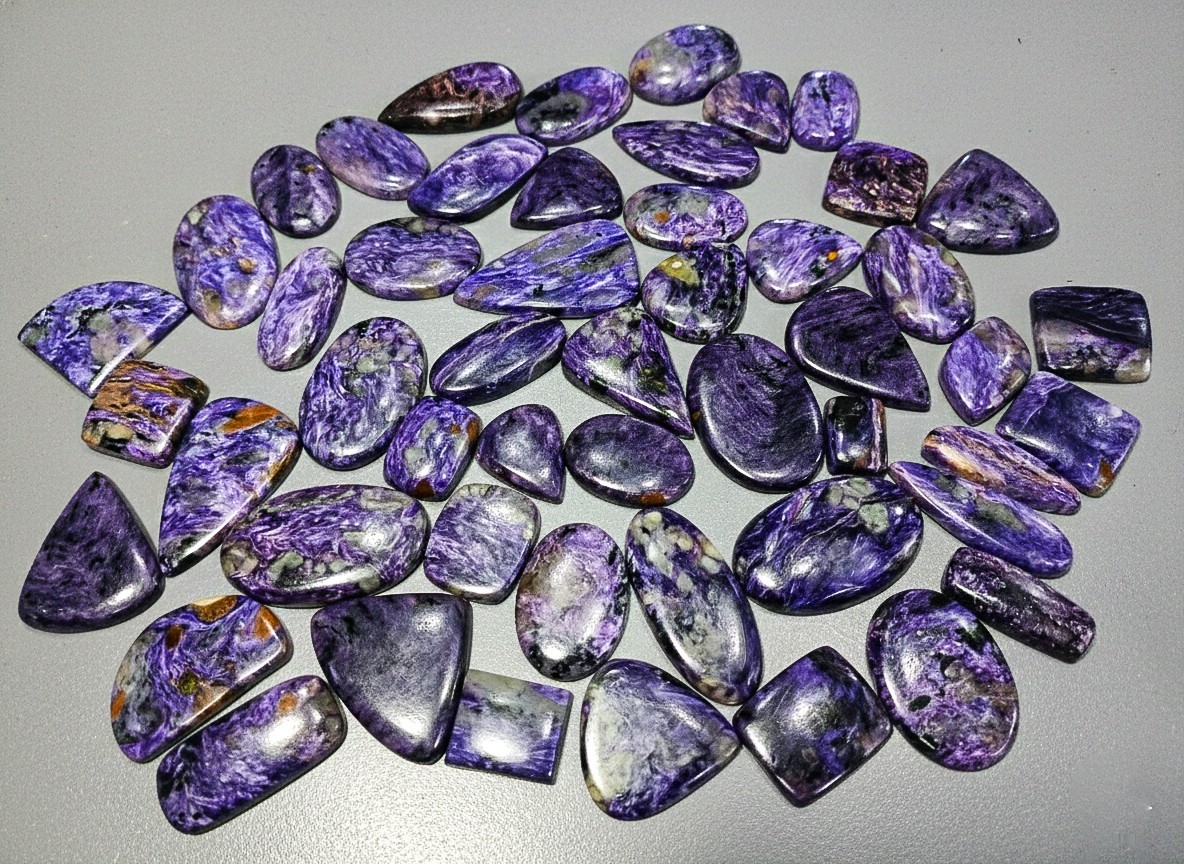 Charoite Cabochon Lot | Natural Purple Gemstones | Mixed Shapes | Jewelry Making