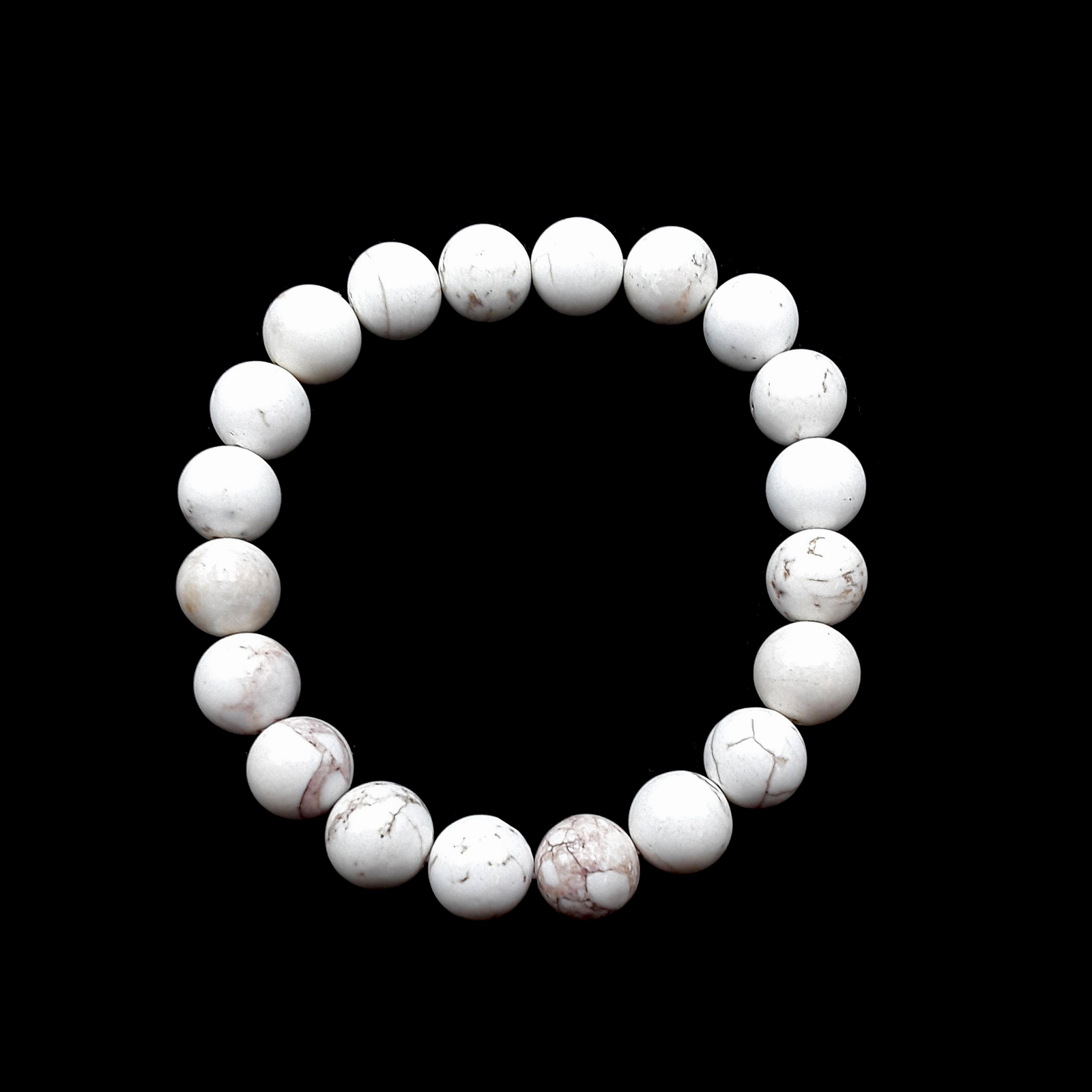 White Turquoise Bracelet Smooth Round Size 8mm 10mm 7.5″ Length
