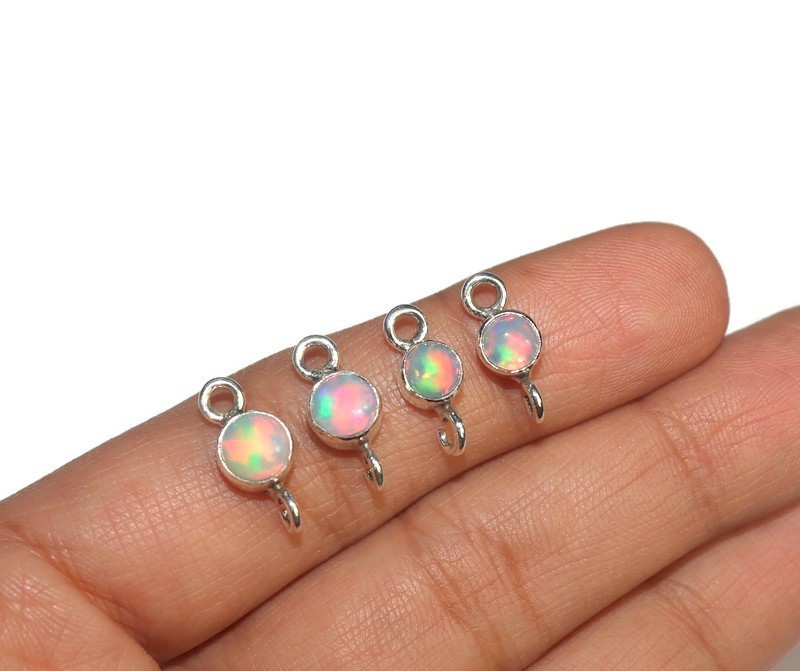 sterling silver fire opal connector for bracelet making jewelry links with opal