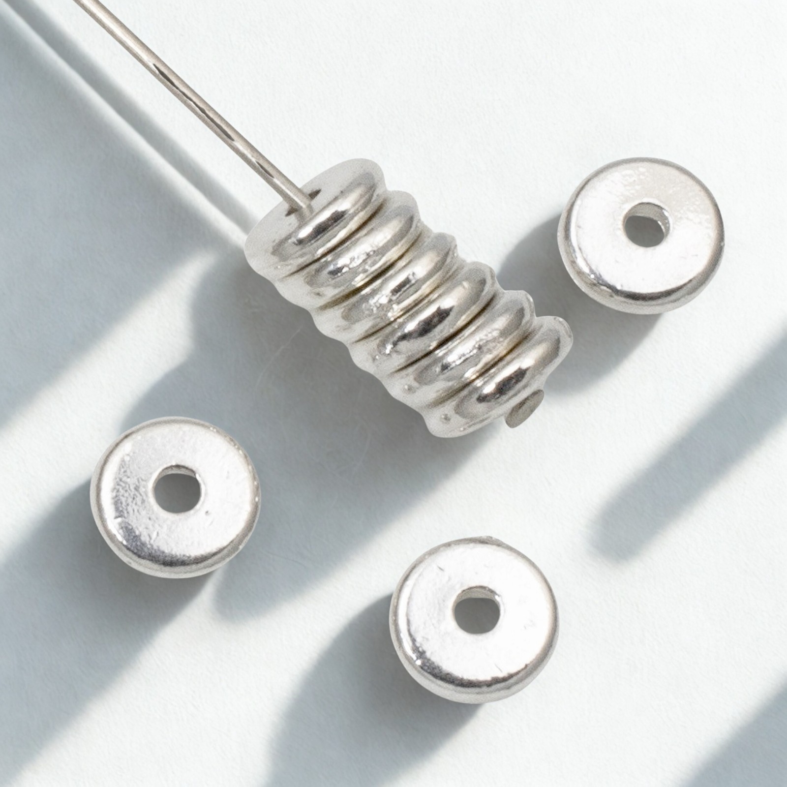 Bright Silver 6mm Disk Beads, 25-Pack Contemporary Spacer for Quality Crafting