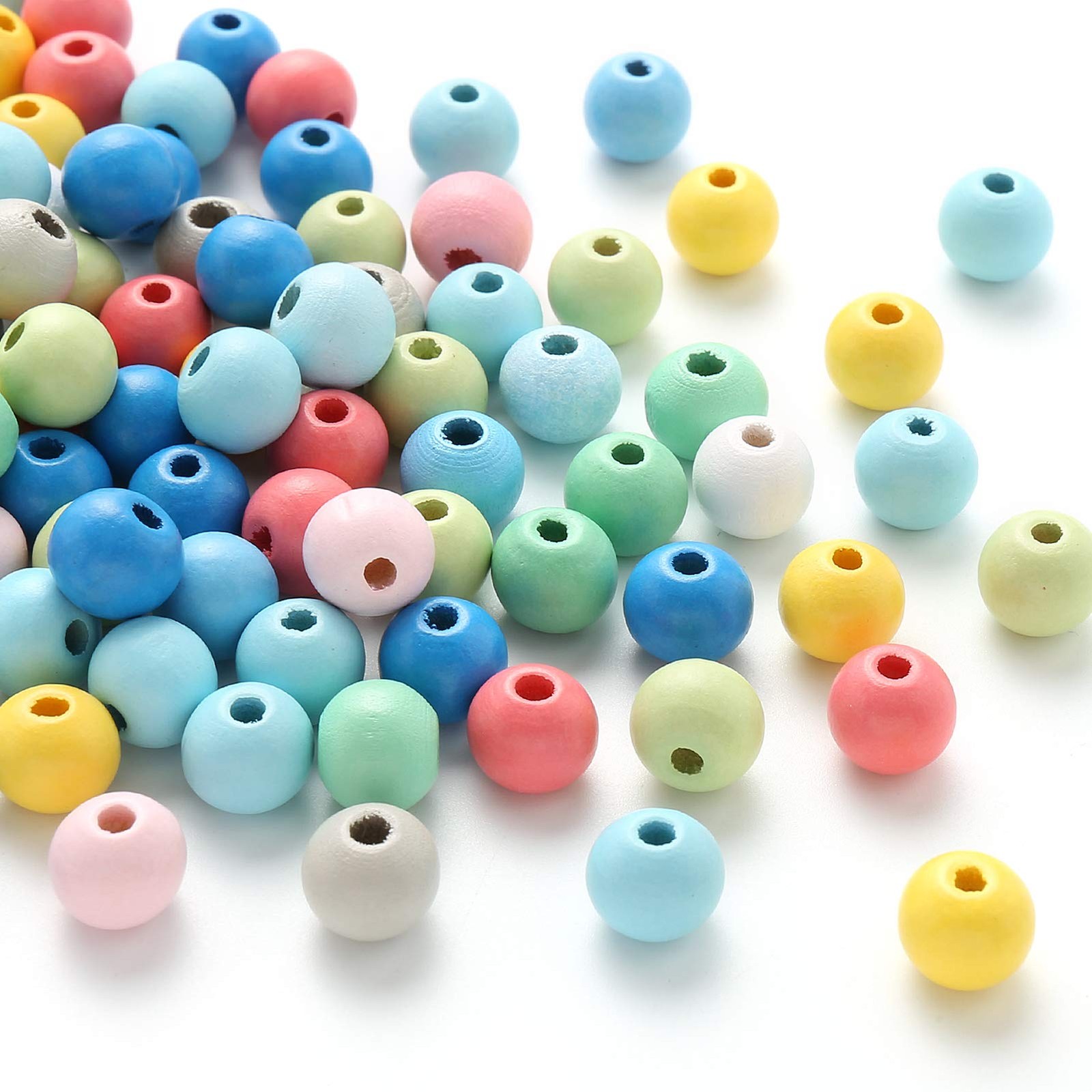 ToBeIT Wooden Beads 500 pcs Assorted Color Round Wood Small, shade – 10mm