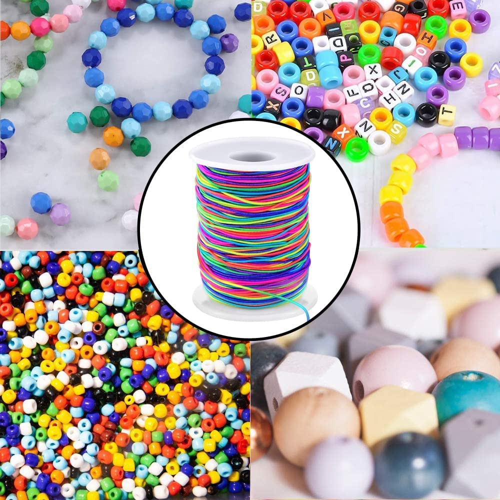 1mm Rainbow Elastic Bracelet String 164Ft Stretch Cord for Jewelry Making Crafts