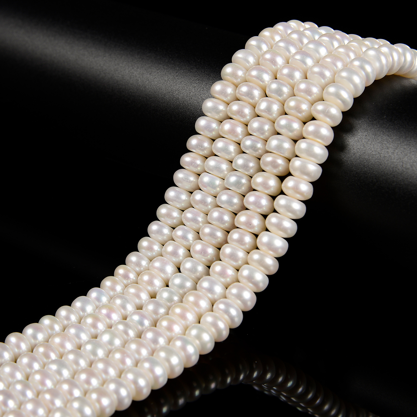 AAA White Fresh Water Pearl Rondelle Button Beads Size 5mm 6mm 8mm 14.5”Strand