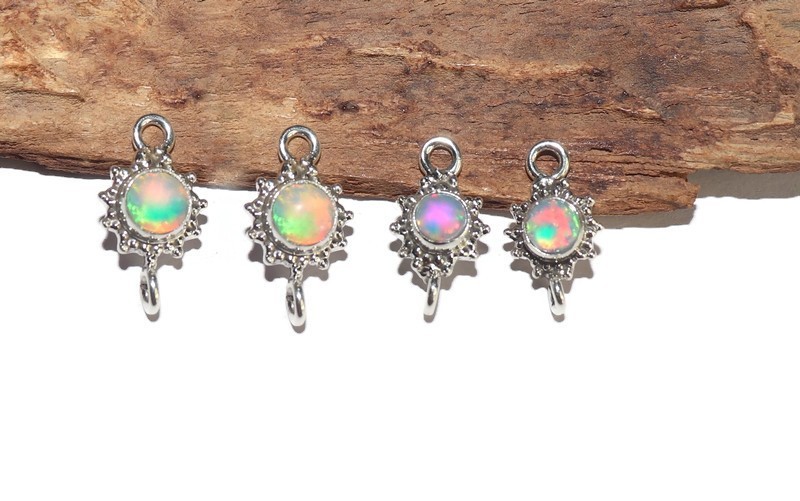 sterling silver fire opal connector for jewelry making DIY opal supplies links