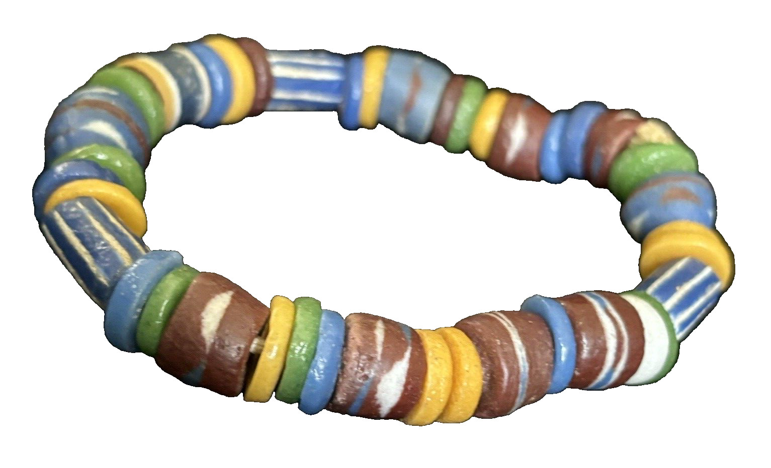 African Glass Trade Beads Multicolor 1/2″ Wide Artisan Hand Made Glass Beads