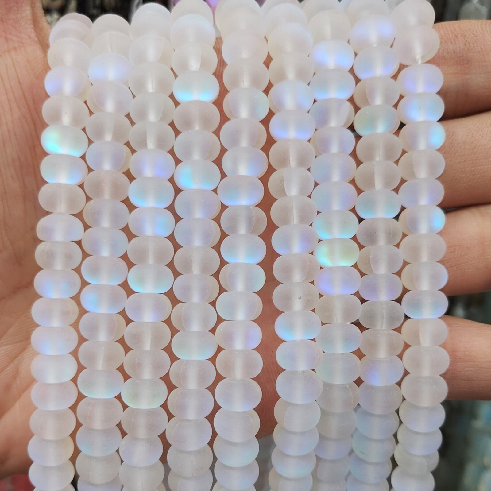 4x6mm/5x8mm Multicolour Frosted Mystic Aura Quartz Matte Rondelle Spacer Beads