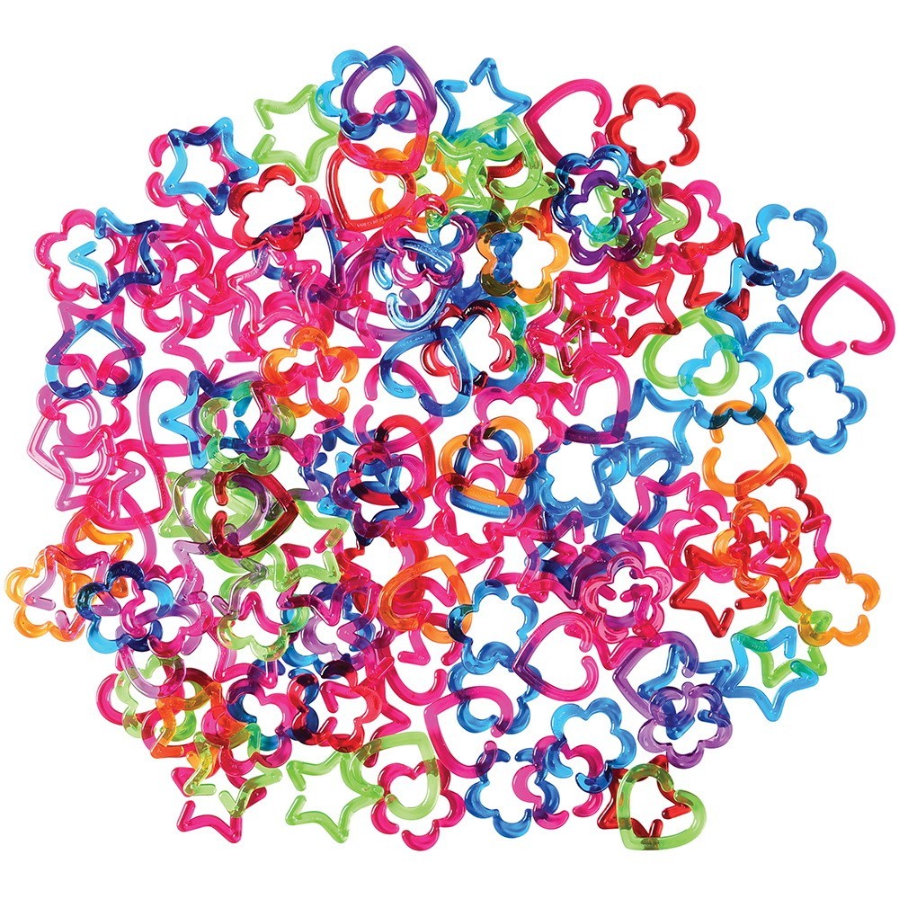144pc Heart & Star Interlockers – Colorful Transparent Plastic Chain Links
