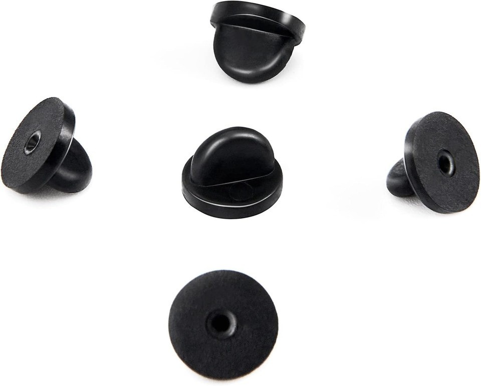 50PCS Rubber Pin Backs Locking Clutches for Lapel Badge Tie Tack Brooch Black