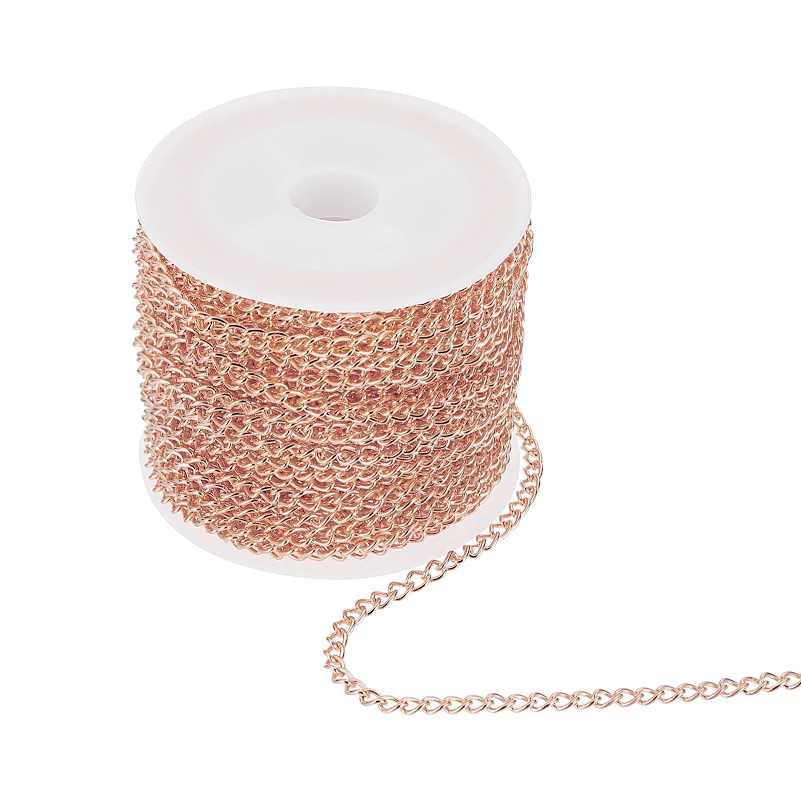 32.8ft/10 Meter Stainless Steel Curb Chain, 4mm Link Chain, Rose Gold