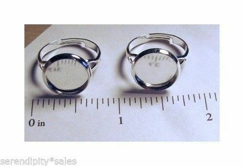 20 Ring Blanks Beveled pad for 12mm Cabs Bezel ~ No Nickel ~10 Silver + 10 Gold