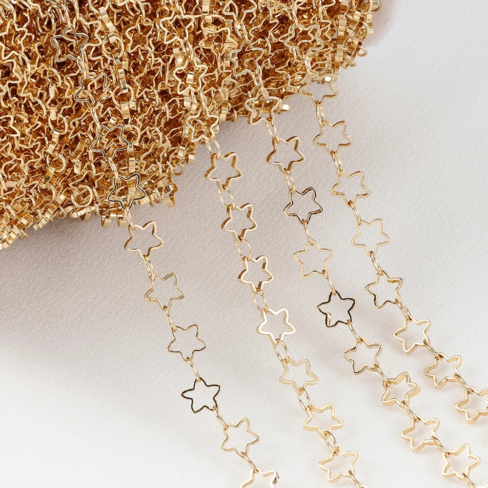 1Meter Stainless Steel Gold Color Hollow Star Chains for DIY Necklace Bracelet C