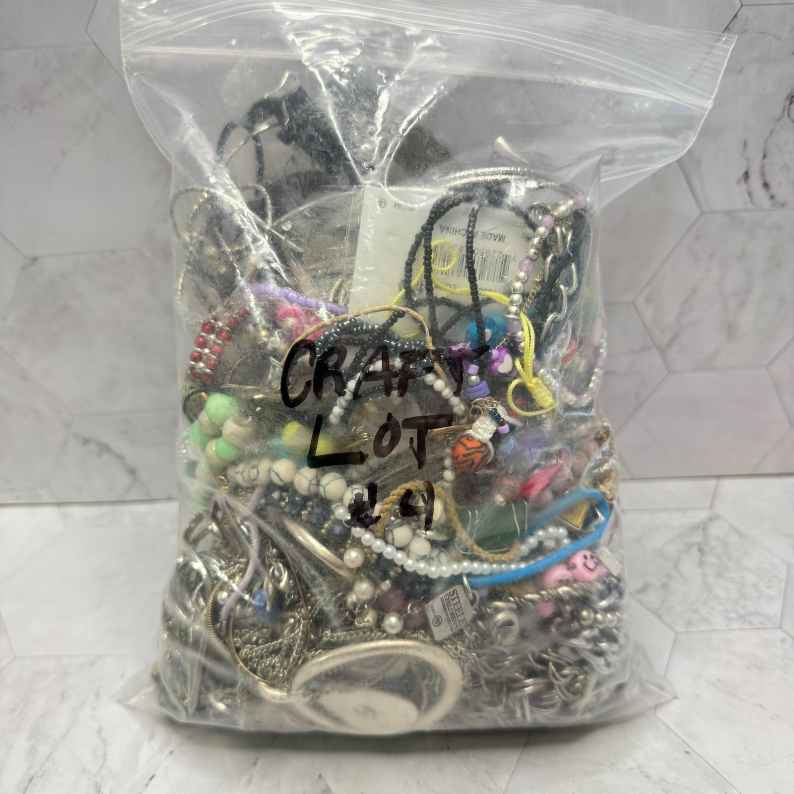 Jewelry CRAFT Lot Mixed Vintage Modern Costume Findings Beads Some Wearable 4lb