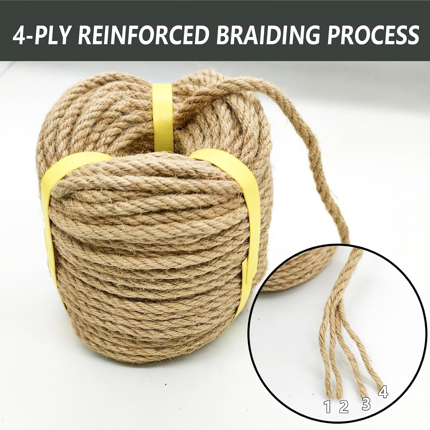 165 Feet Natural Jute Twine, 8mm Heavy Duty Thick Braided Jute Rope Roll, Dec…