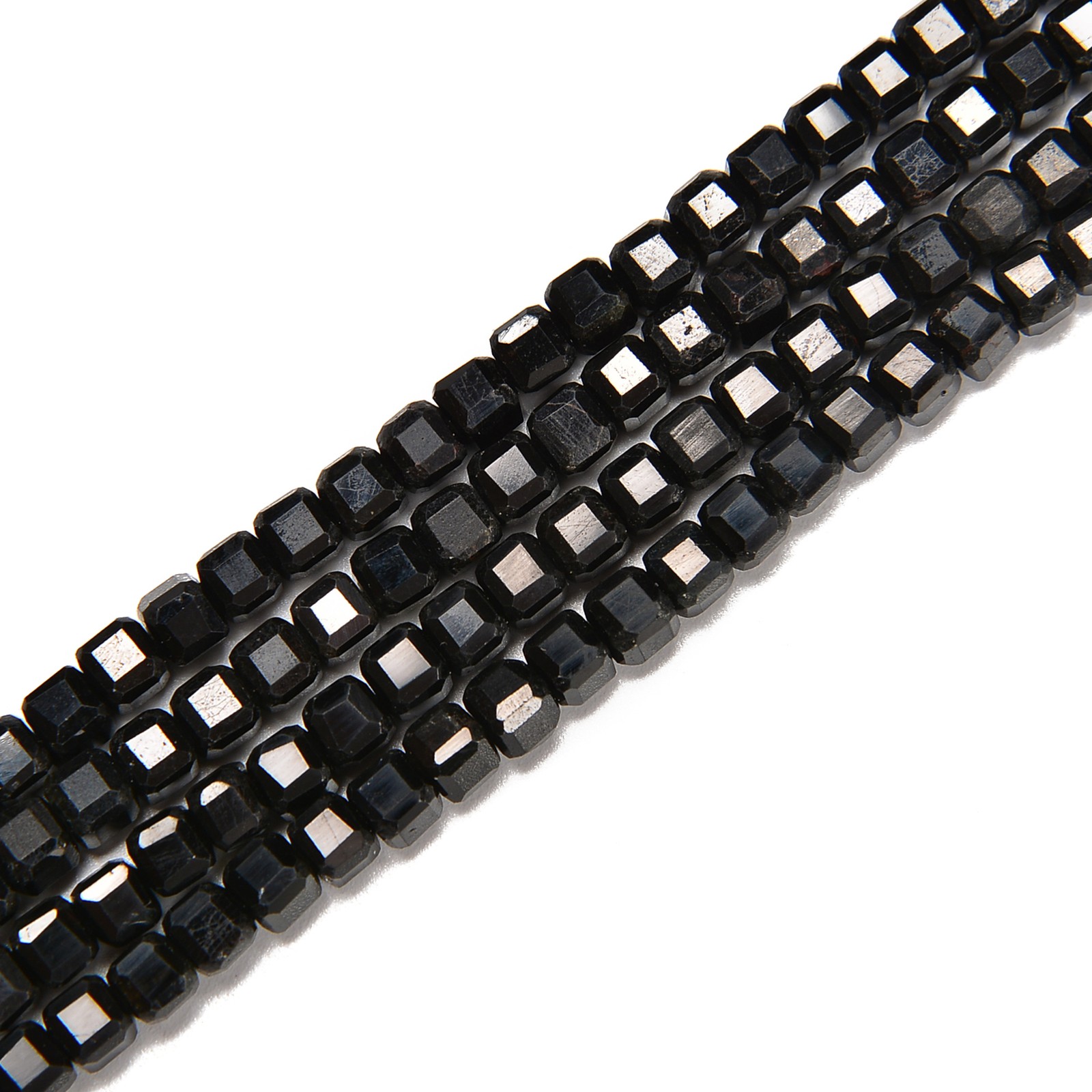 Black Tourmaline Faceted Cube Beads Size 4mm 15.5” Strand (4mm)