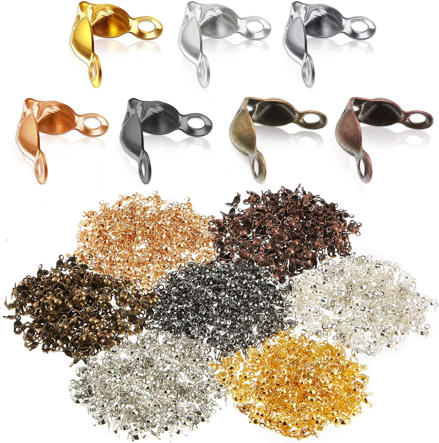 1400 Multicolor Bead Tips Knot Covers Easy To Use For Jewelry Making