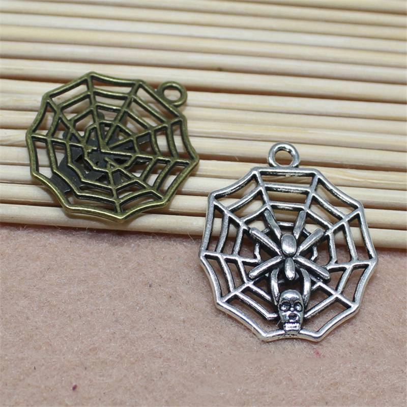 Spider Web Antique Silver 30mm Pack Of 10 Tibetan Pendants Accessories