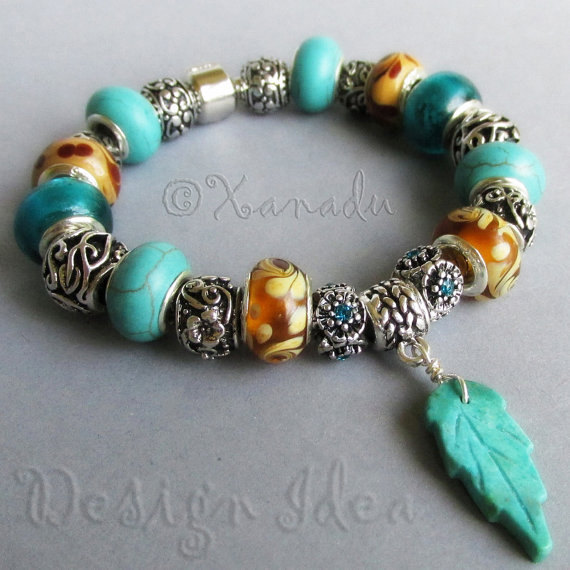 Turquoise Gemstone Wholesale European Large Hole Charm Beads C0078 – 2 Or 5PCs