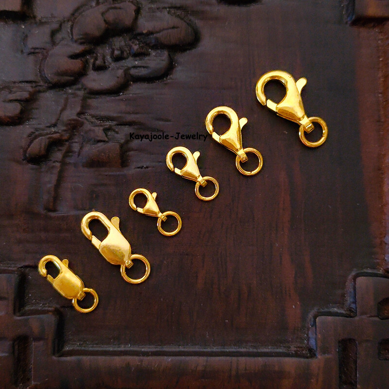 Pure 999 24K Yellow Gold Lobster Claw Clasp Extend Connector Diy For Chain