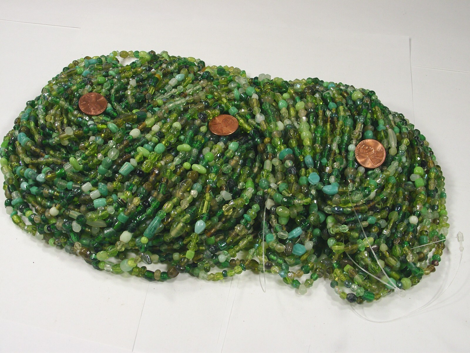 2 Pounds Green Color India Handmade Glass Spacer Beads Bulk Lot (QKP-7) ⭐