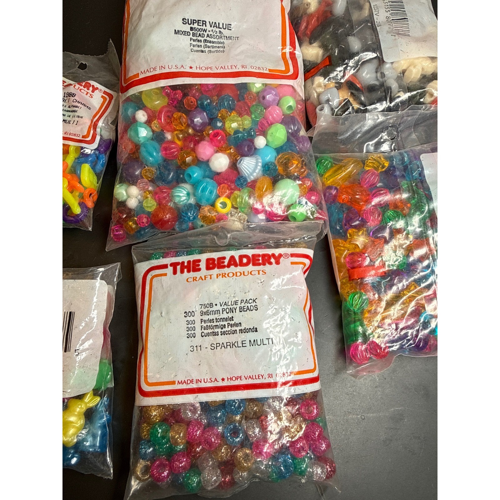 The Beadery Craft Products Mixed Bead Lot Pony Alphabet Safari Marine 6 Packs