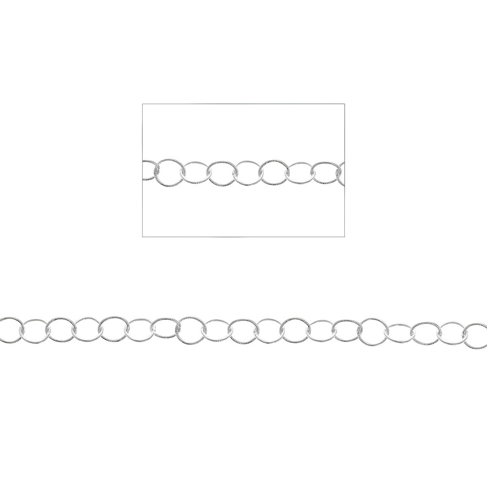 Sterling Silver, Braided Round Link Chain, 1ft, Chain by the Foot