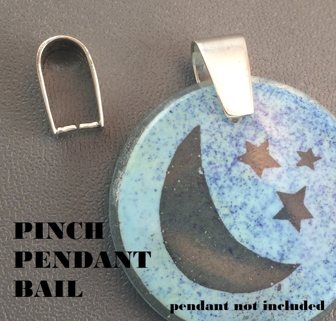Sterling Silver Pinch Bail 8mm x 14mm .925 Highly Polished Finding