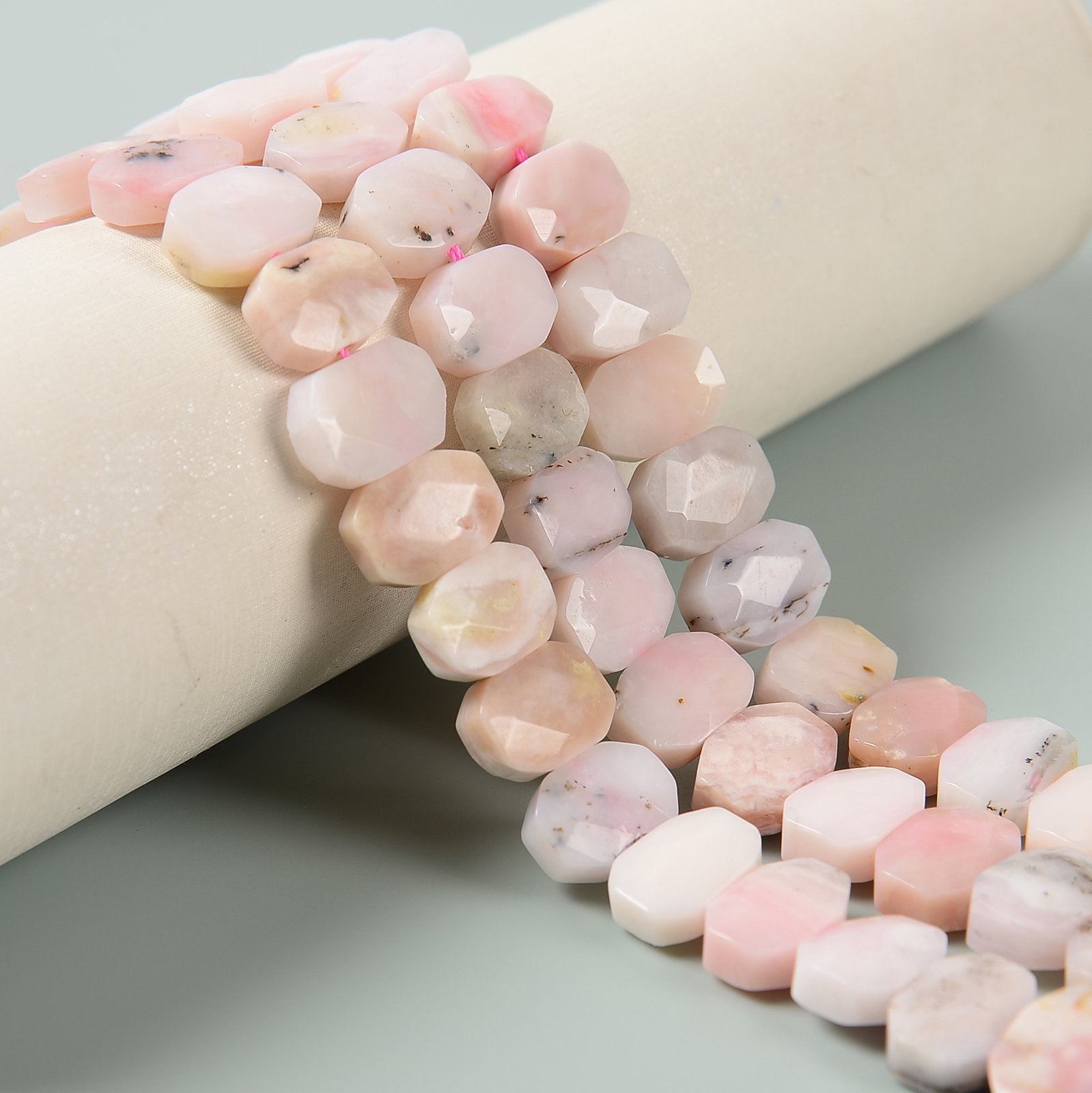Pink Opal Rectangle Slice Faceted Octagon Beads Approx 10x15mm 15.5″ Strand