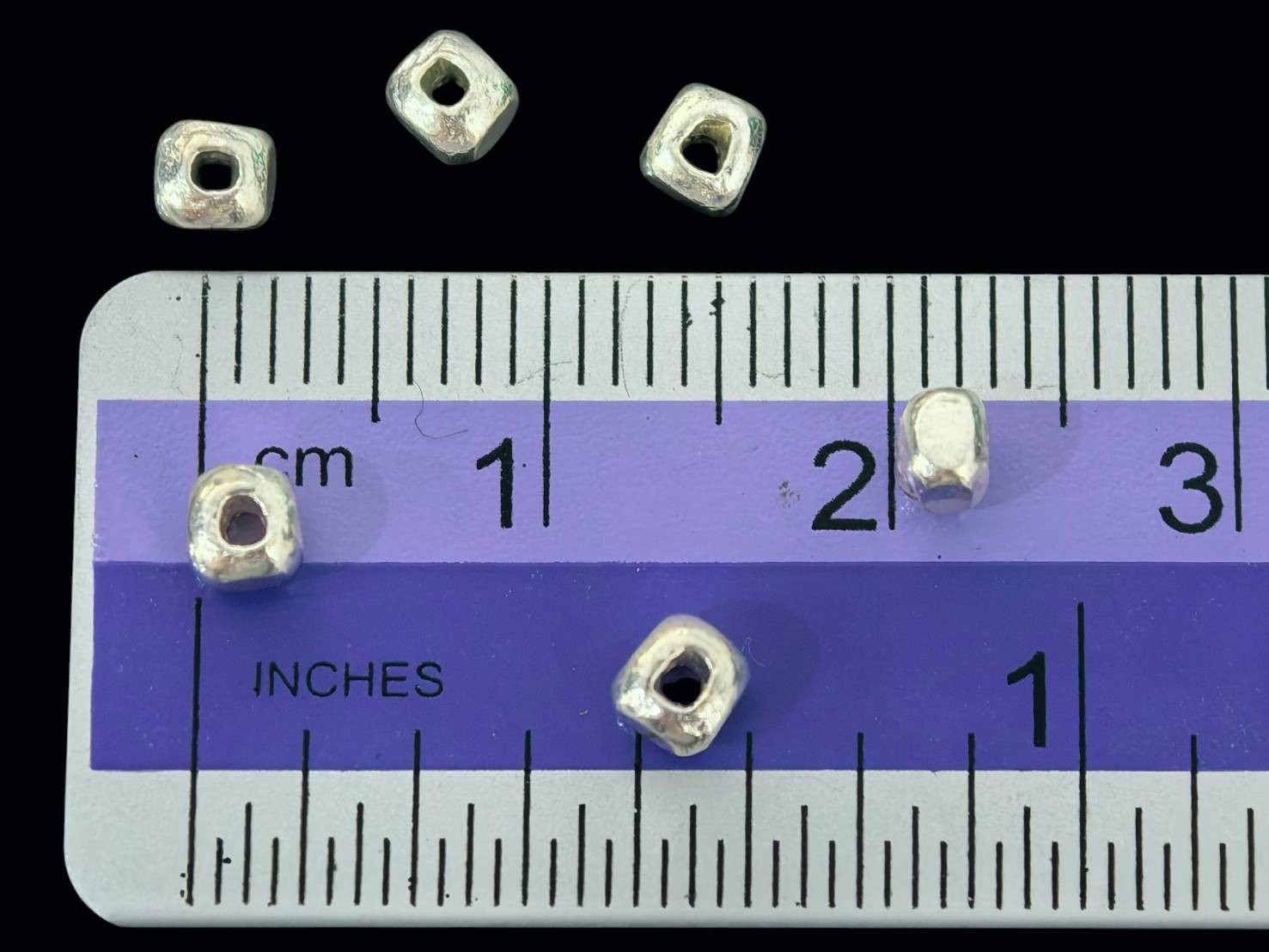Silver beads Karen hill tribe handmade silver mini plain Simple facet bead