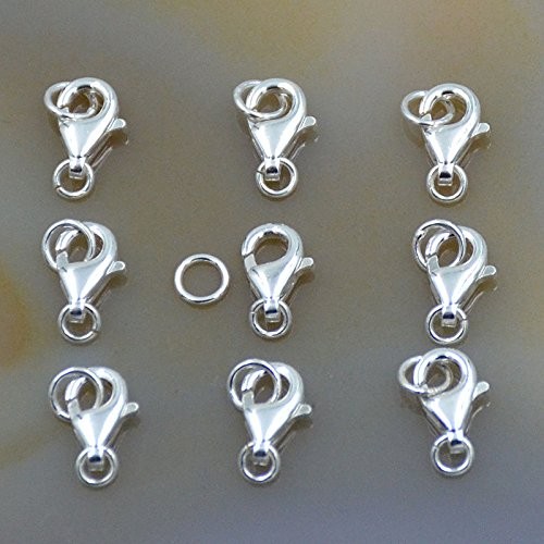 Ad Beads 10 Sets Fine 925 Sterling Silver Safety Lobster Claws Clasp Closed