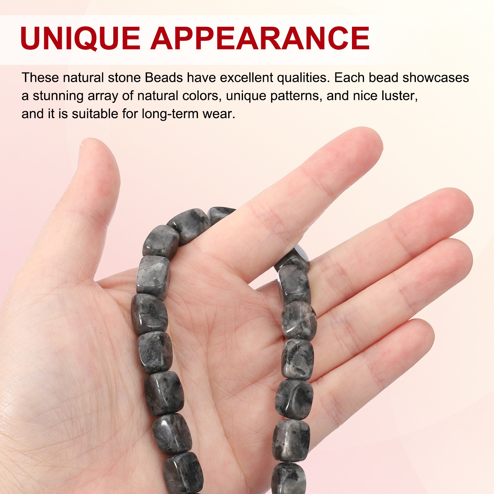 Natural Stone Gemstone Beads 15″ 12x8mm Cuboid Spacer Bead, Black White