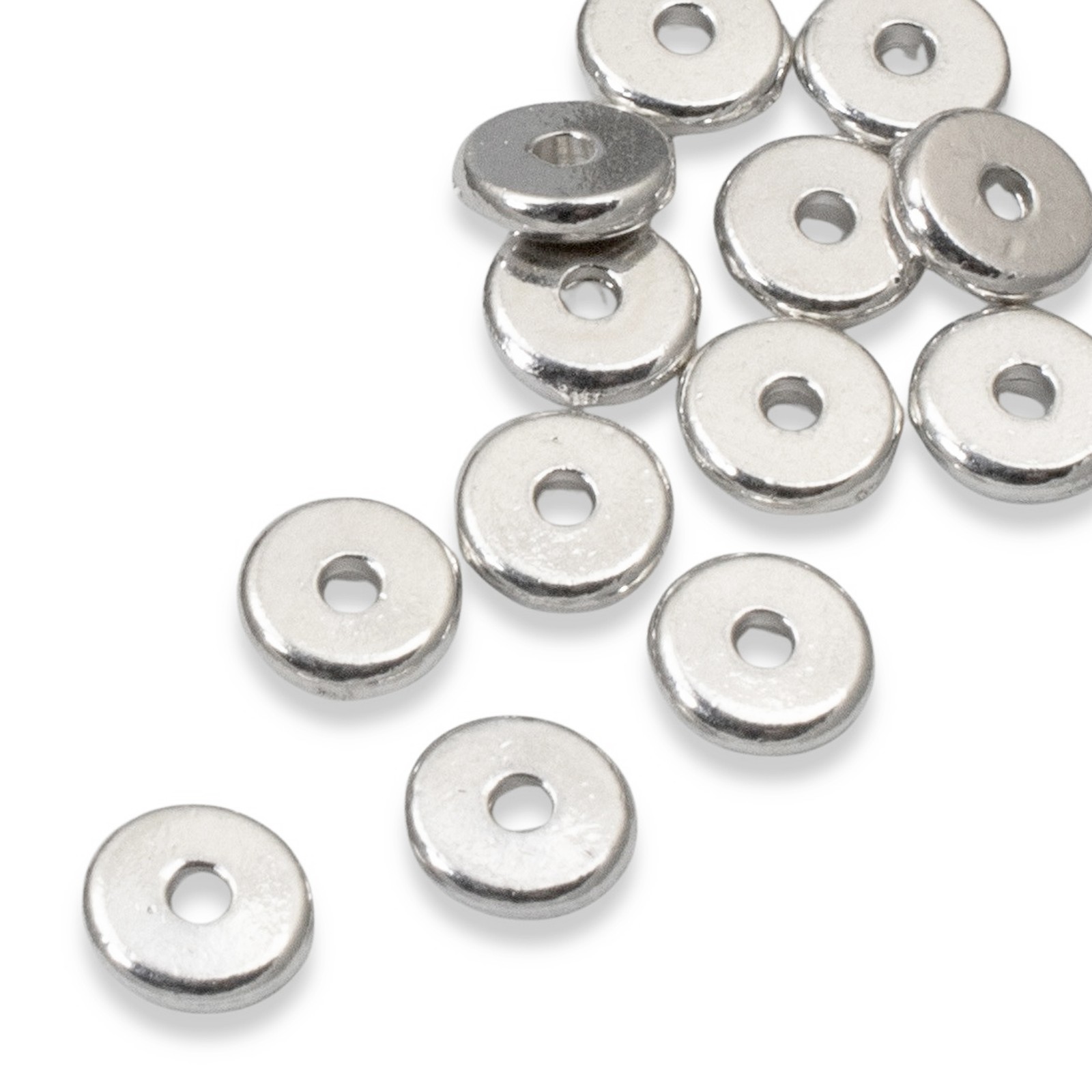 Bright Silver 6mm Disk Beads, 25-Pack Contemporary Spacer for Quality Crafting