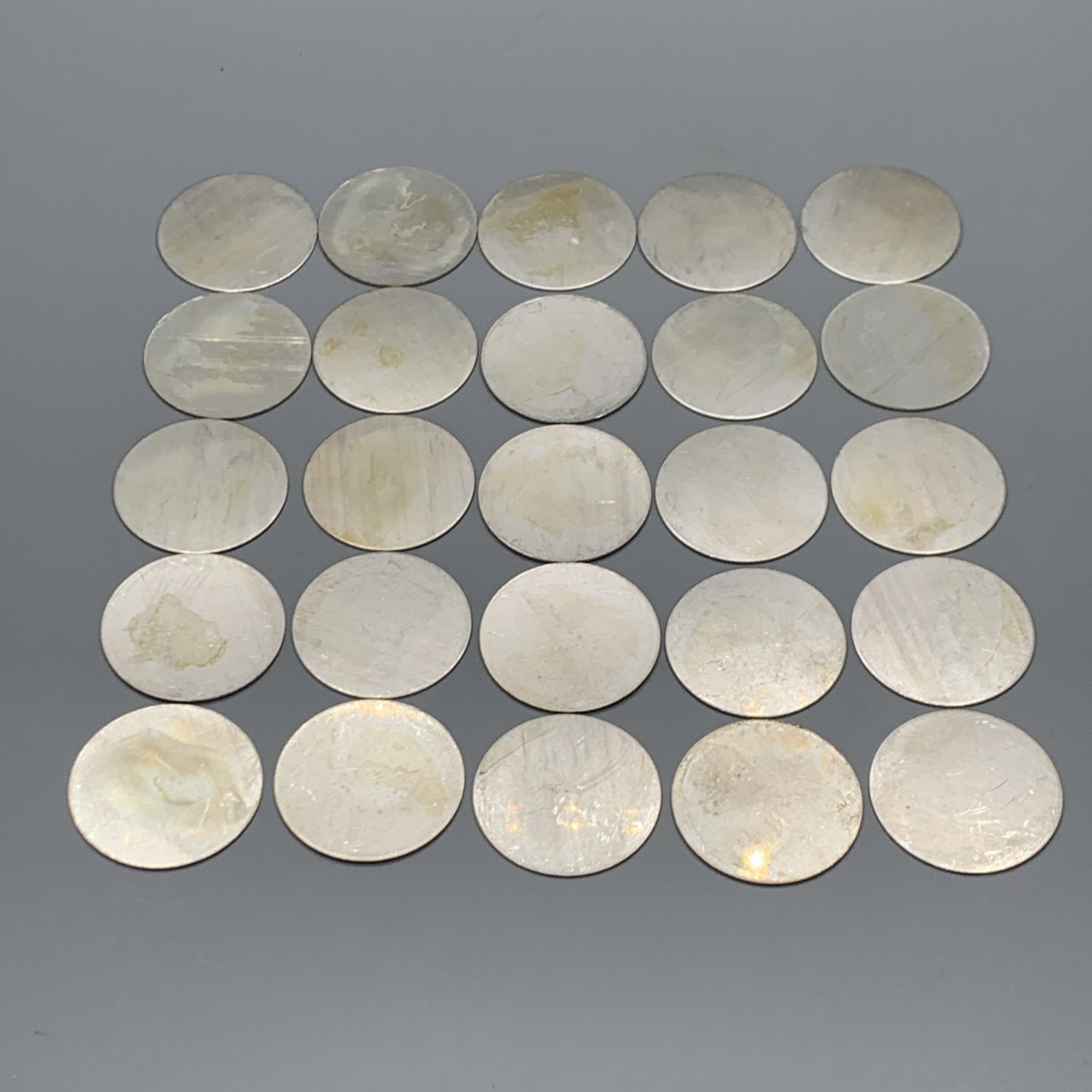 Lot Of 25 Solid Sterling Silver 1” .925 Jewelry Blank Discs. 28 Gauge, ~67g/pack