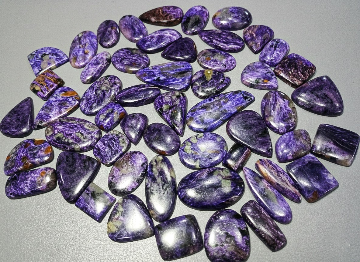 Charoite Cabochon Lot | Natural Purple Gemstones | Mixed Shapes | Jewelry Making