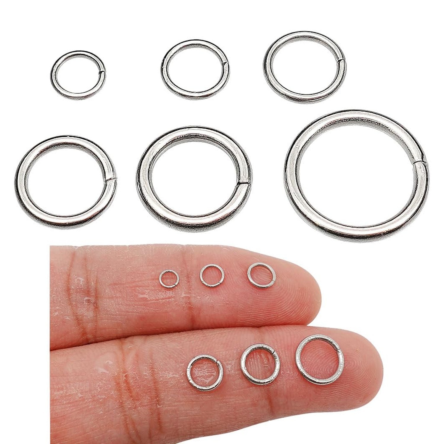 4mm 5mm 6mm 7mm 8mm 10mm Stainless Steel Jump Rings Kit, Metal Round Craft Sp…