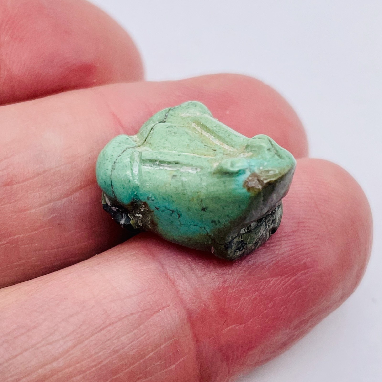 Turquoise Carved Frog Bead } 23x14x11mm | 1 Bead | | 23x14x11mm | Blue
