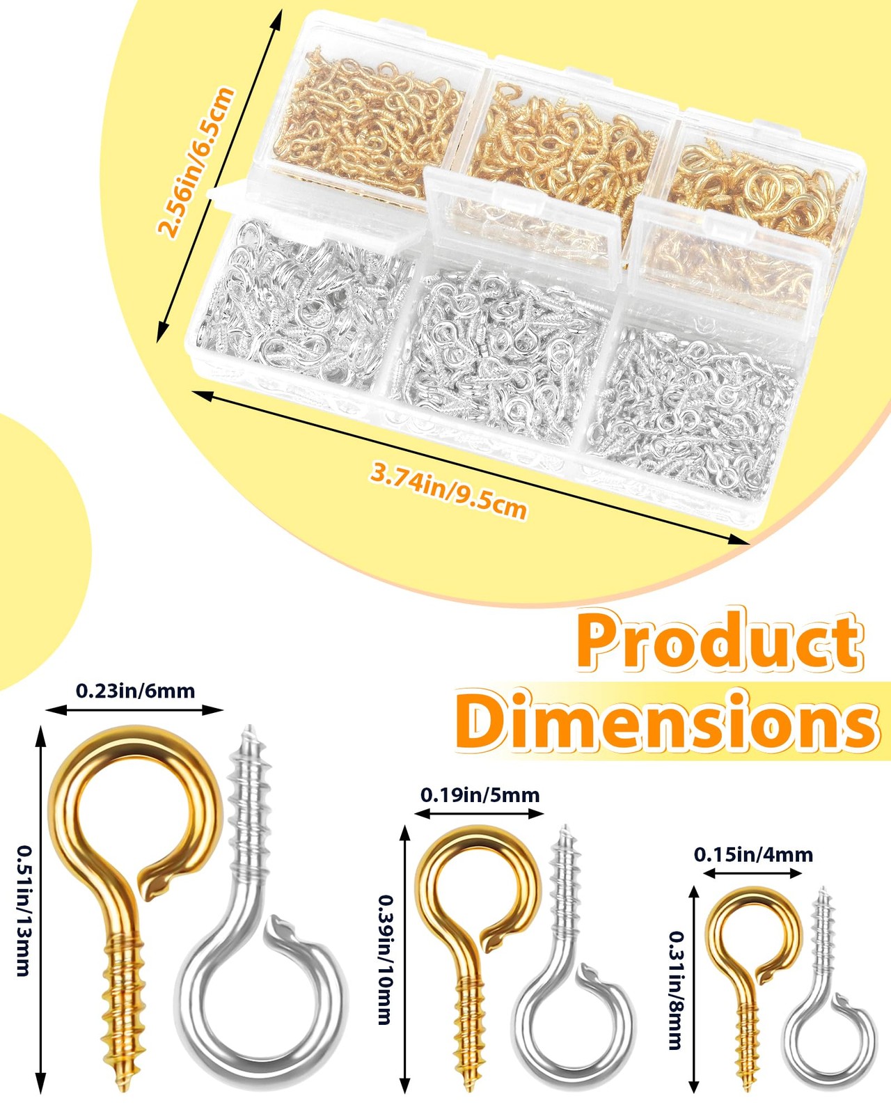 800pcs Gold & Silver Small Screw Eye Pins for Jewelry Making & DIY Crafts, Mi…