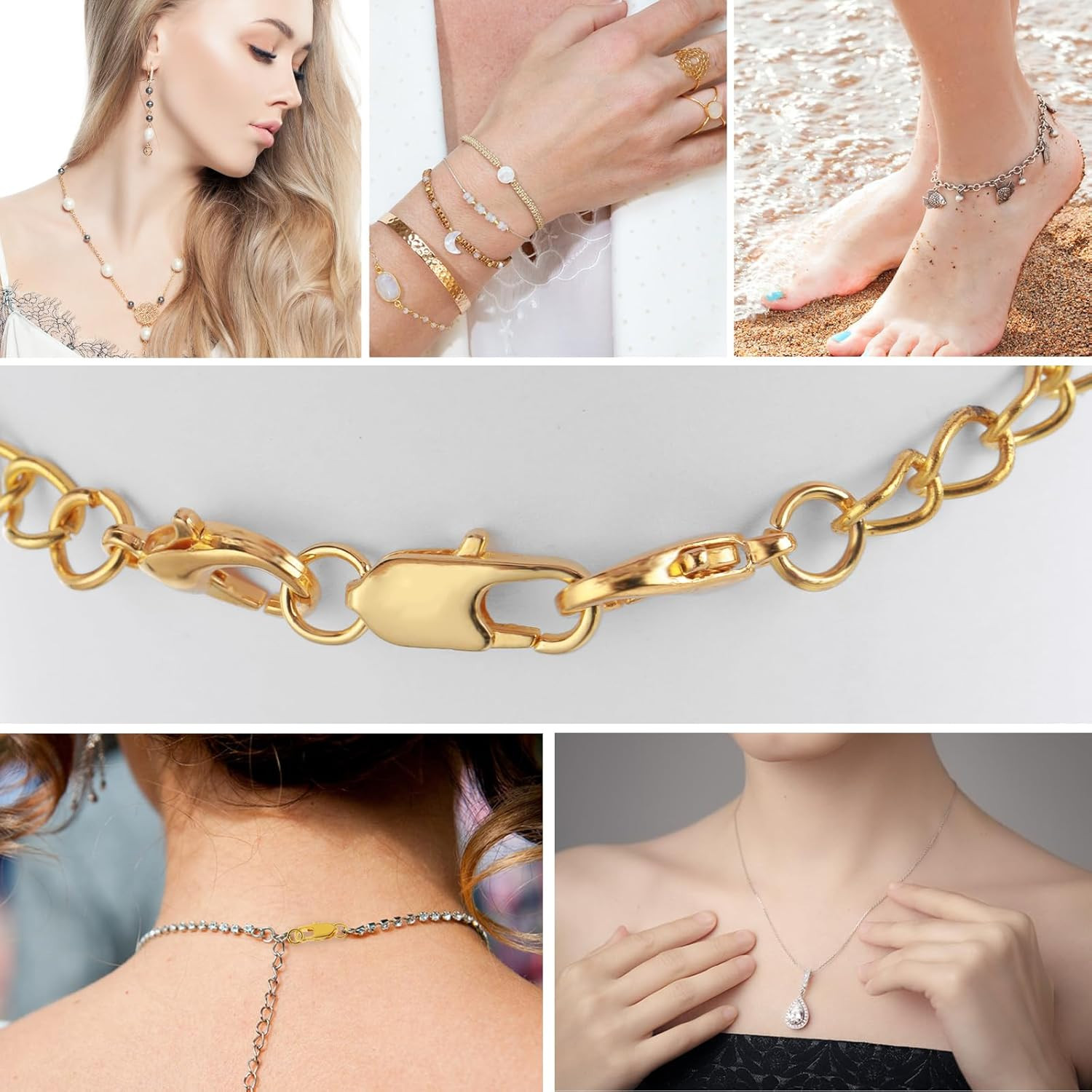 Simarro 10 Pcs Lobster Claw Clasp with Closed Jump Rings, 14K Gold Necklace Clas