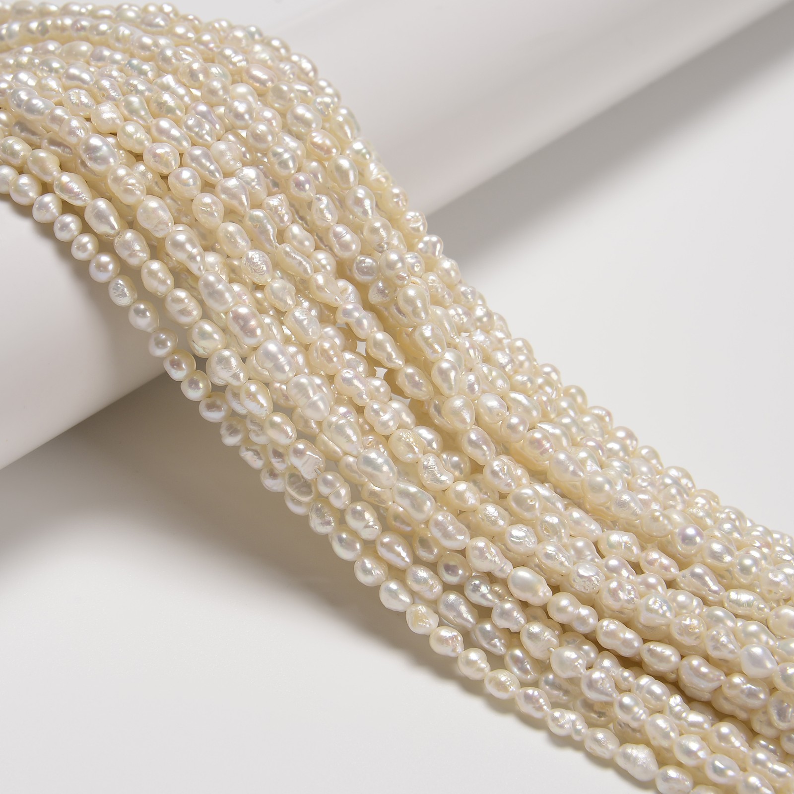 Natural White Fresh Water Pearl Baroque Shape Beads Size 4-5×5-6mm 15.5” Strand