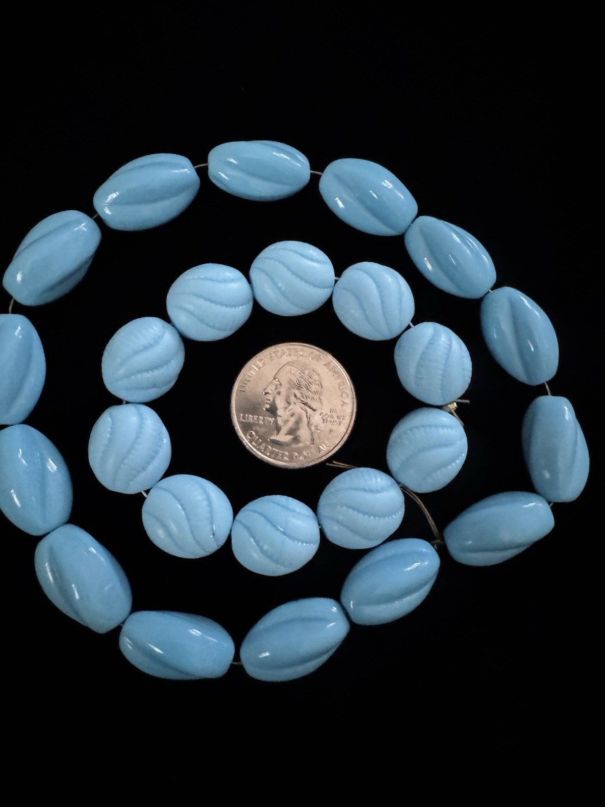 UNIQUE OFFER VINTAGE GERMAN BLUE GLASS BEADS NOS