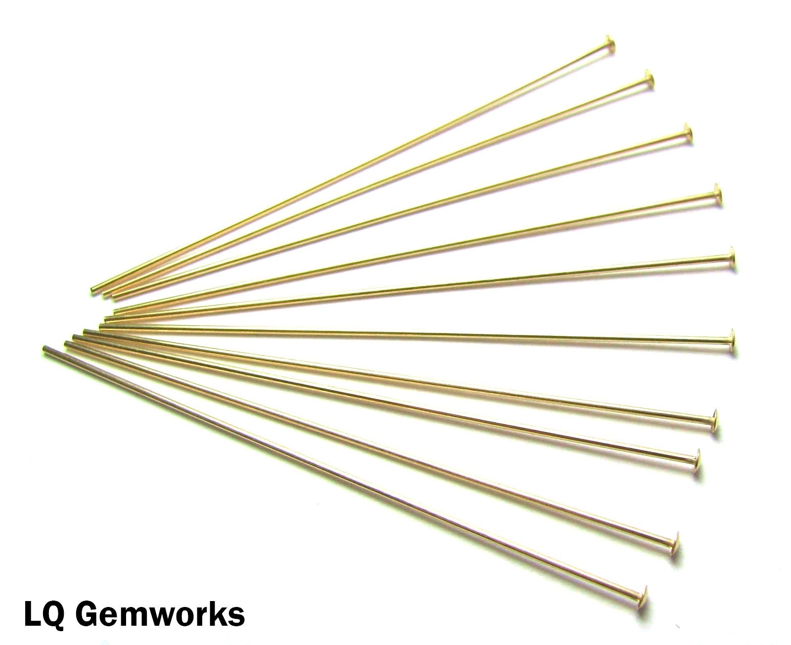 2″ GOLD FILLED HEAD PINS 22-24-26 Gauge