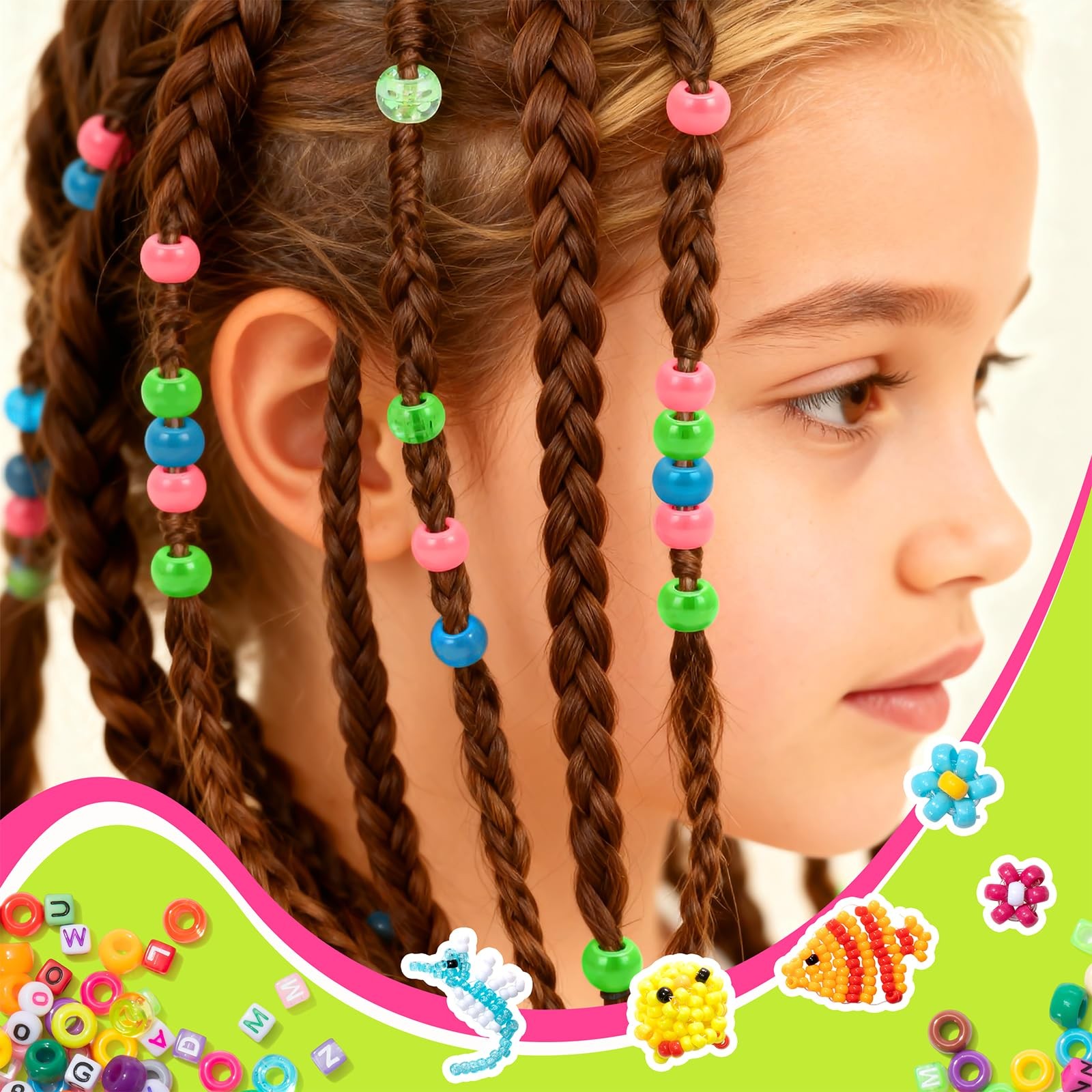 Simetufy 10000Pcs Pony Beads Bulk, 30 Colors 6mm x 9mm, 30 colors 10000pcs