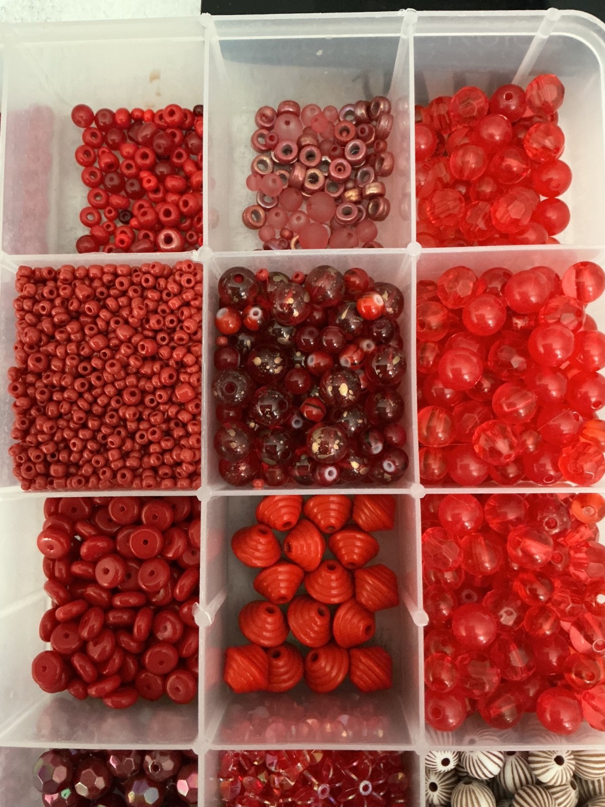 Large Mixed Red Bead Lot 1.5+Lbs w/Organizer Jewelry Making Craft Supplies