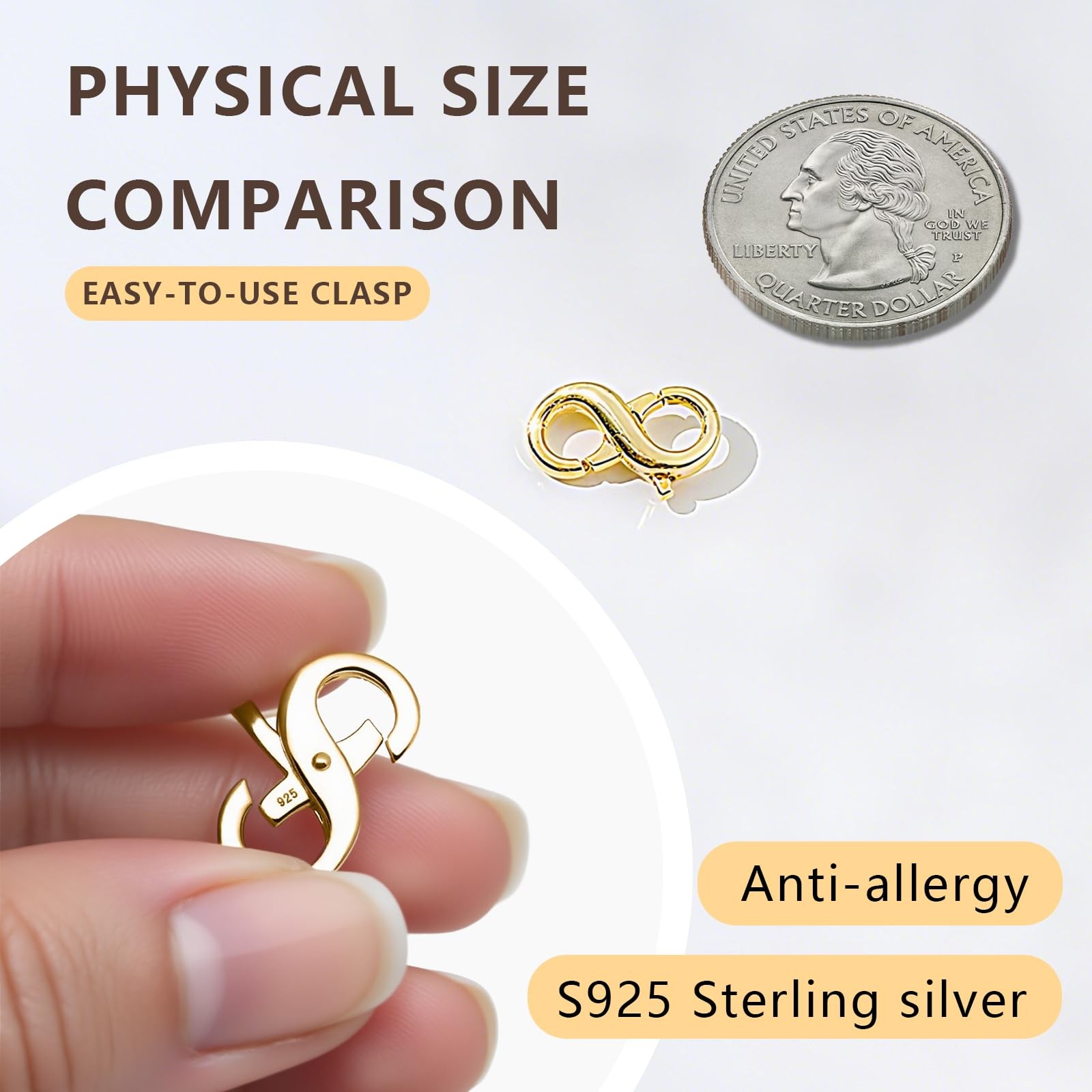 925 Sterling Silver Gold Necklace Extender,Lobster Claw Clasp for Necklaces,B…