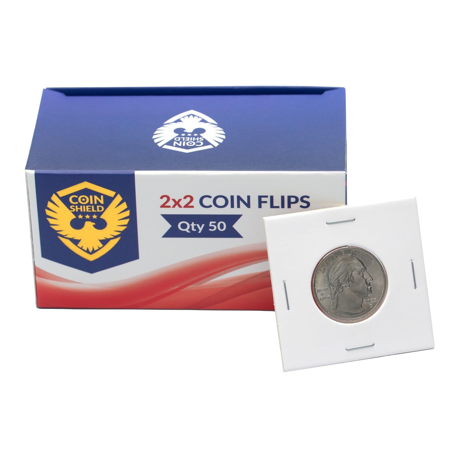 100 Quarter 2×2 Premium Cardboard Coin Flips Paper Holders Mylar Archival Saf…
