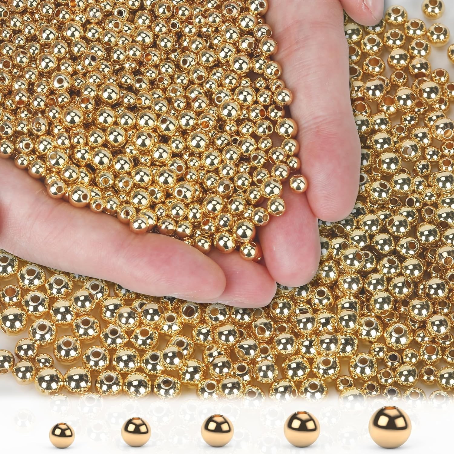 14K (600pcs 2mm) Gold Filled Beads for Jewelry Making Small Smooth